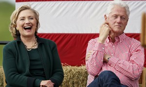 Hillary and Bill Clinton at Harkin Steak Fry in Indianola, Iowa, in September
