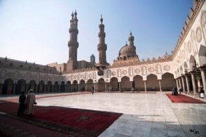 Cairo-Al-Azhar-mosque-prayer-rugs-minarets